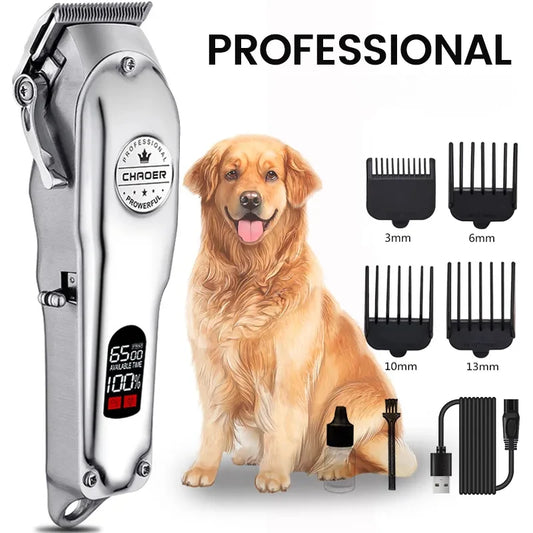 Professional Dog Hair Clipper All Metal Rechargeable Pet Trimmer Cat Shaver Cutting Machine Puppy Grooming Haircut Low Noice